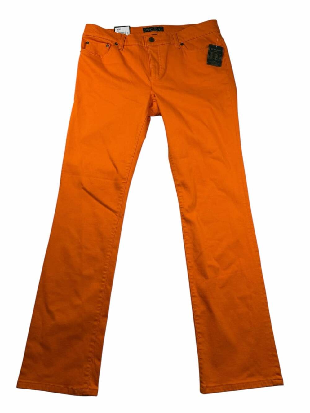 Ralph Lauren Jeans Womens 12 Orange Modern Straight Slimming Fit NWT